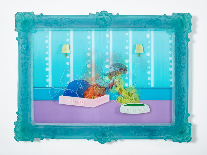 Sloth vs. Drive. Lenticular-textural optical illusion. 100 x 135 x 20 cm.